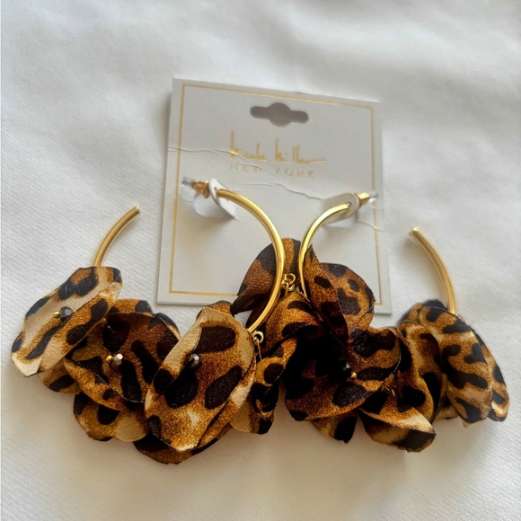 Nicole Miller New York Jewelry - Leopard Print Gold Hoop Earrings